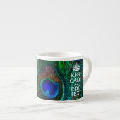 Tasse Expresso Keep Calm and Your Text on Peacock Feathers (Devant droit)