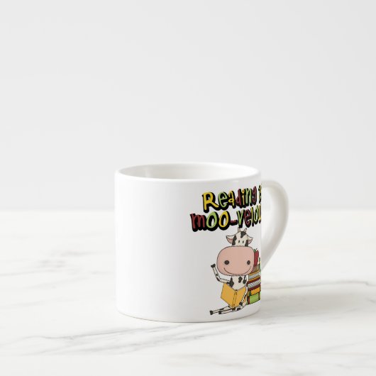 Tasse Expresso La lecture est MOO-velous (Devant droit)