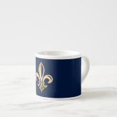Tasse Expresso La luxueuse Gold Fleur de Lis Navy (Devant droit)