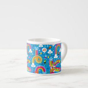 Tasse Expresso la pluie d'arcs-en-ciel de nuages laisse tomber le