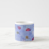 Tasse Expresso Ladybirds and Falling Leaves Blue Pattern (Devant)