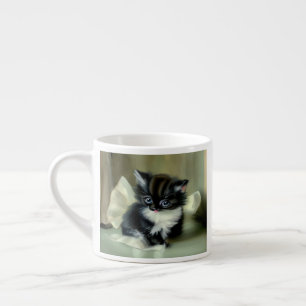 Tasse Expresso Langue vintage de Kitten noir et blanc