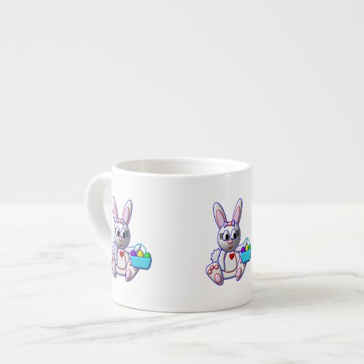 Tasse Expresso Lapin mignon avec un panier (Devant gauche)