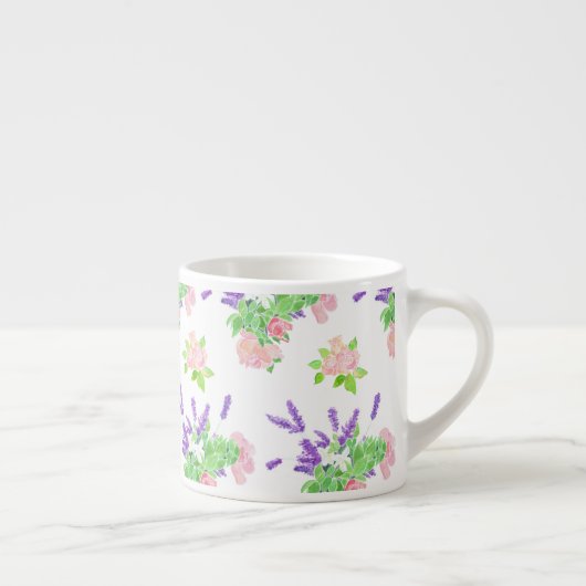 Tasse Expresso Lavande nostalgique, Roses roses, Faux orange (Droite)