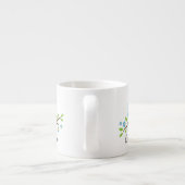 Tasse Expresso Le hibou bleu mignon sur la branche florale a (Dos)