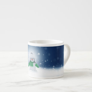 Tasse Expresso Le personnage de bonhomme de neige de Noël adorabl