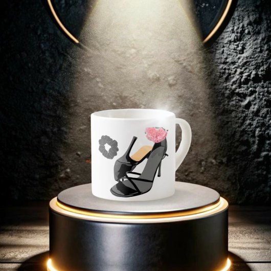 Tasse Expresso Léopard haut talon et roses