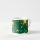 Tasse Expresso Les flocons dorés de Noël sur l'Arrière - plan ver (Devant droit)