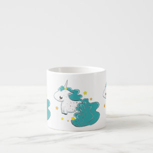 Tasse Expresso Les licornes bleues de bande dessinée de couleur