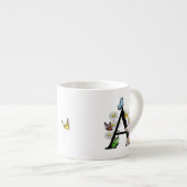 Tasse Expresso Lettre A Monogramme Papillon Floral Initial    (Devant droit)
