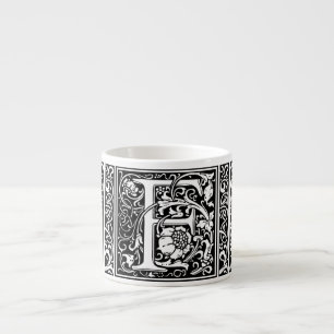 Tasse Expresso Lettre F Médiévale Monogramme Art Nouveau
