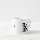 Tasse Expresso Lettre K Papillon Floral Monogramme Initial     (Devant droit)