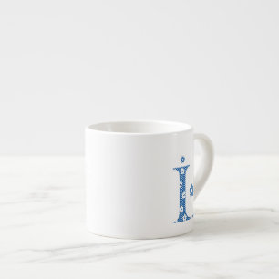 Tasse Expresso LETTRE Motif Fleur L(bleu)