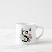 Tasse Expresso Lettre S Floral Papillon Monogramme Initiale   (Droite)