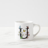 Tasse Expresso Lettre U Papillon Floral Monogramme Initiale  (Droite)