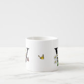 Tasse Expresso Lettre W Monogramme Papillon Floral Initiale  (Devant)