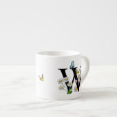 Tasse Expresso Lettre W Papillon Floral Monogramme Initiale (Devant droit)