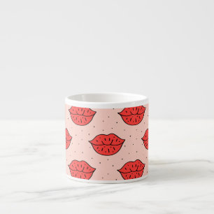 Tasse Expresso Lèvres caricaturales : motif féministe de doodle.