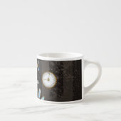 Tasse Expresso Libellules Steampunk sur fond rayé marron (Droite)