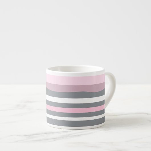 Tasse Expresso Lignes blanches gris rose Art Abstrait (Devant droit)