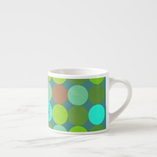 Tasse Expresso Lime Vert Turquoise Turquoise & Rust Cercles Monog (Droite)