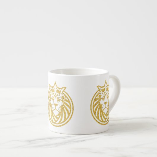 Tasse Expresso Lion Avec Couronne - Style Or 4 (Devant droit)