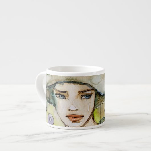 Tasse Expresso llustration d'une belle, sensible fille (Devant gauche)