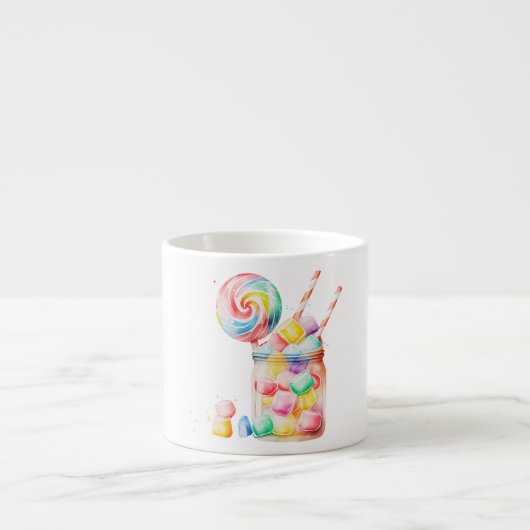 Tasse Expresso Lollipops arc-en-ciel et bonbons de gelée (Devant)