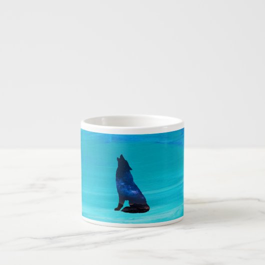 Tasse Expresso Loup hurlant, chien hurlant en double exposition (Devant)