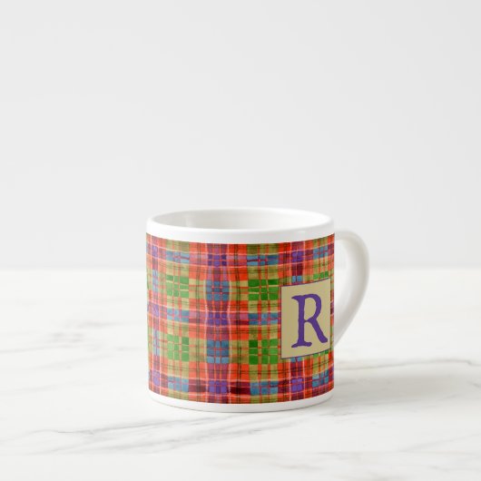 Tasse Expresso MAC RAE TARTAN Espresso Cup + Initiale (Devant droit)