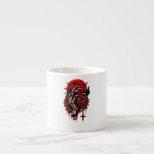 Tasse Expresso Mains de squelette gothiques Roses rouges Hallowee