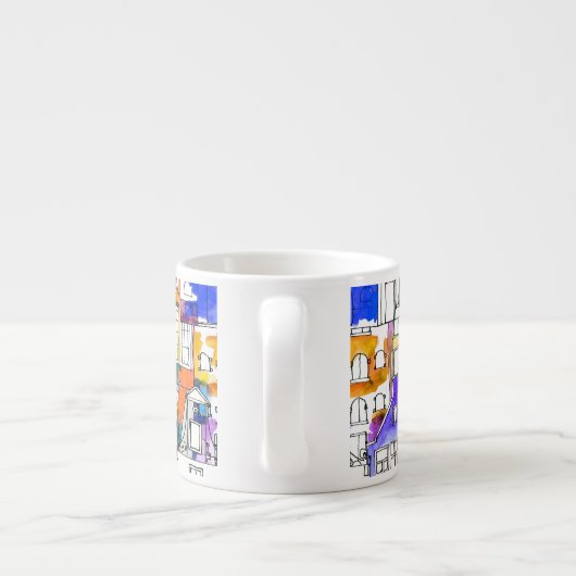 Tasse Expresso Maisons d'Amsterdam : Aquarelle Motif sans couture (Dos)
