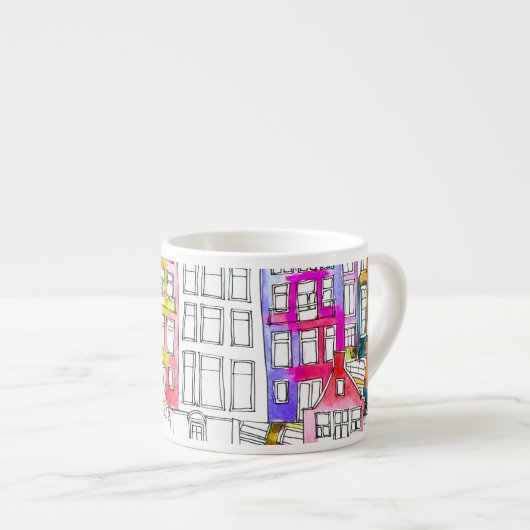 Tasse Expresso Maisons d'Amsterdam : Aquarelle Motif sans couture (Devant droit)