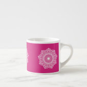 Tasse Expresso Mandala blanc sur fond rose (Droite)