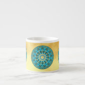 Tasse Expresso Mandala bleu or sur fond or doux (Devant)