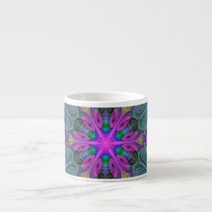 Tasse Expresso Mandala coloré frappant art fractal kaléidoscope