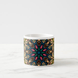 Tasse Expresso Mandala coloré : Vintage main florale tirée