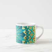 Tasse Expresso Mandala de fleurs bleu or (Droite)