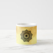 Tasse Expresso Mandala noir sur fond or doux (Devant)