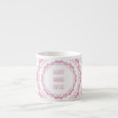 Tasse Expresso Mandala rose floral. Nom (Devant)