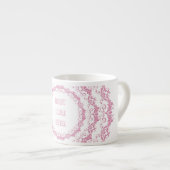 Tasse Expresso Mandala rose floral. Nom (Devant droit)