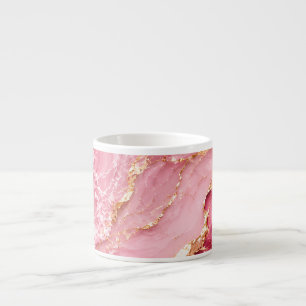 Tasse Expresso Marbre Rose Océan Luxueux avec Veines Dorées