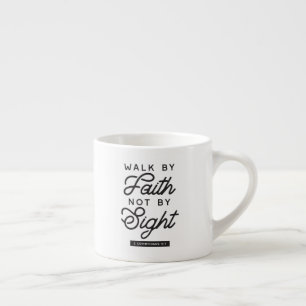 Tasse Expresso "Marcher par la foi" Bible Verse Typographie
