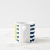 Tasse Expresso Marine Blue Stripes, Motif rayé, Votre nom (Dos)