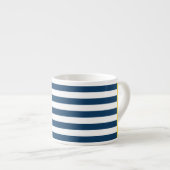 Tasse Expresso Marine Blue Stripes, Motif rayé, Votre nom (Devant droit)