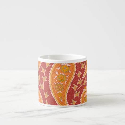 Tasse Expresso Maroon Paisley : Ornement de Concombre Turc. (Devant)