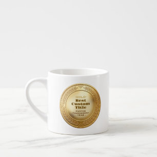 Tasse Expresso Médaille personnalisée 3D réaliste en feuille d'or