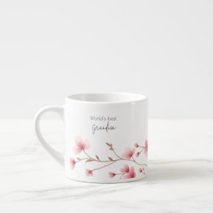 Tasse Expresso Meilleure grand-mère du monde - Pastel Floral Pers