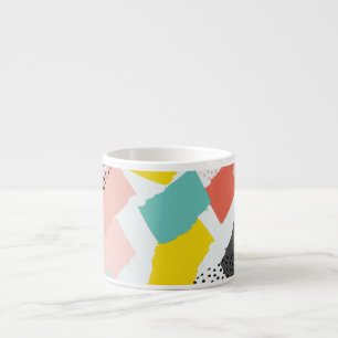 Tasse Expresso Memphis brosse traits : motif vintage.
