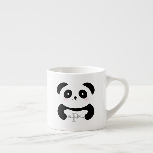 Tasse Expresso Mignonne fille bébé Panda Ours Monogramme (Droite)